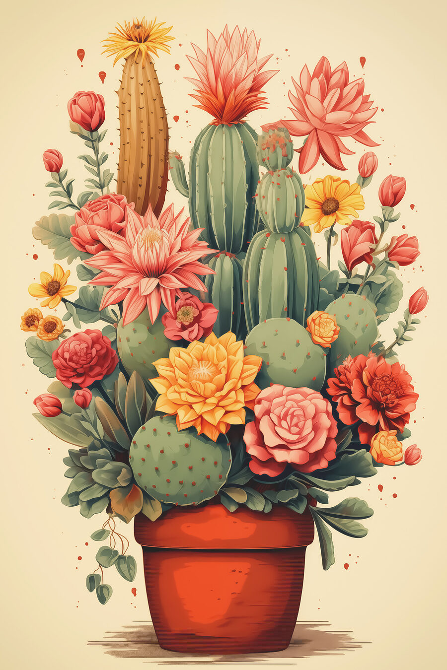 Maceta de cactus florida — diseño completo