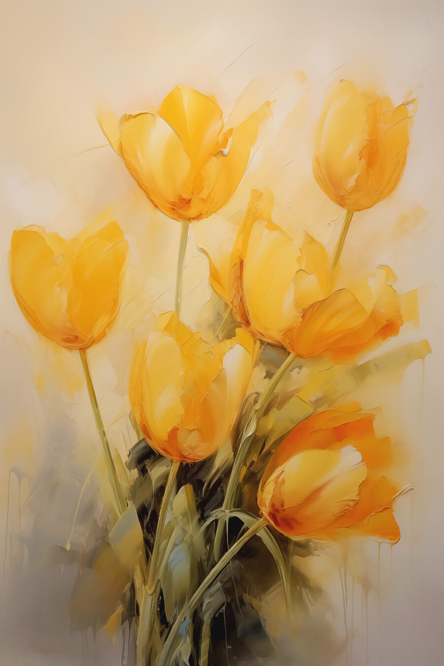 Tulipanes amarillos en acuarela — diseño completo