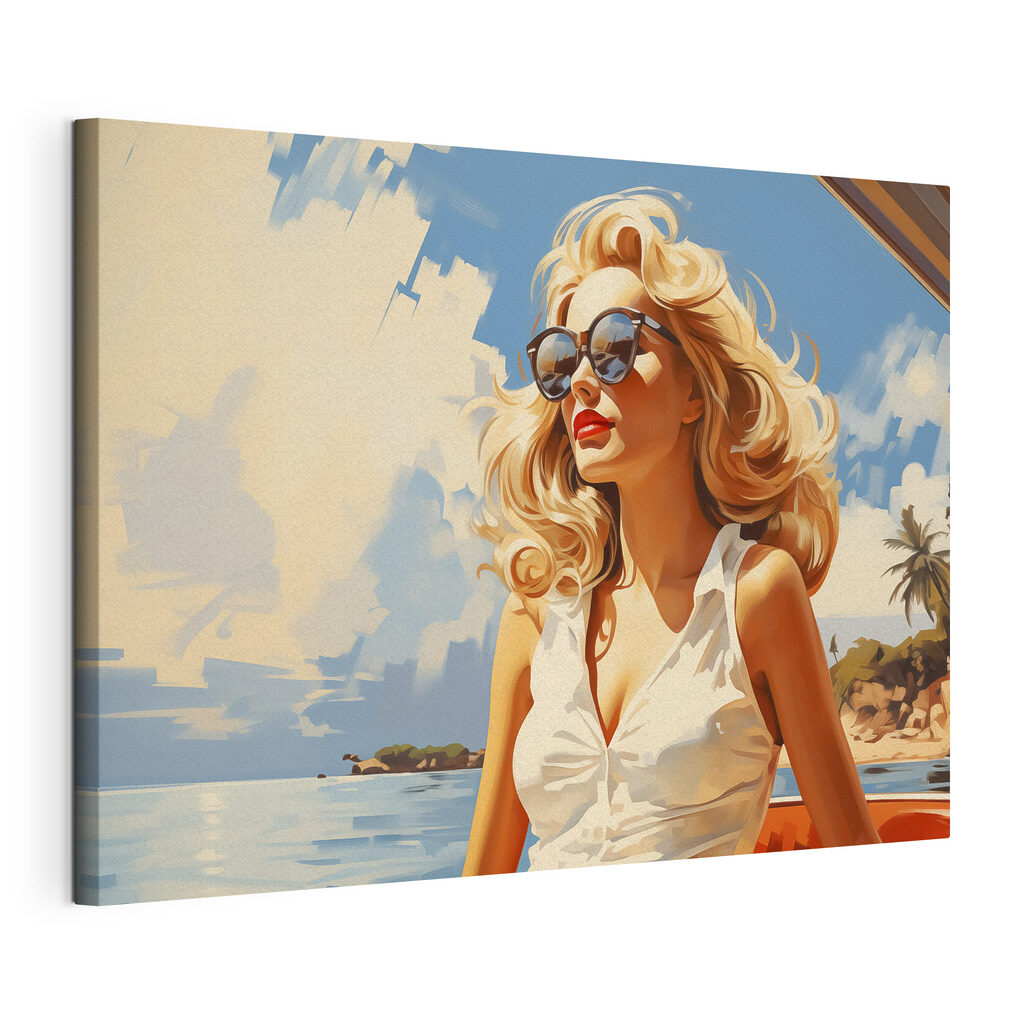Gafas de sol veraniegas, lienzo tensado con el borde envolvente