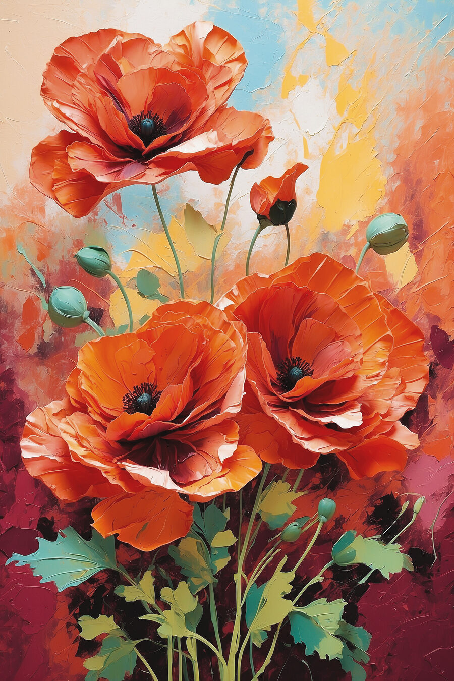Amapolas naranjas — diseño completo