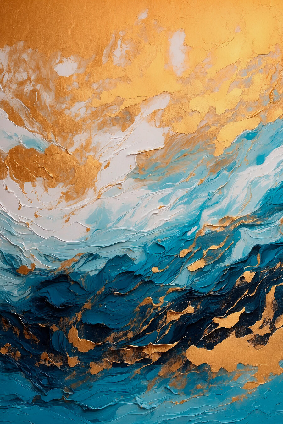 Nubes doradas, crestas azules — diseño completo