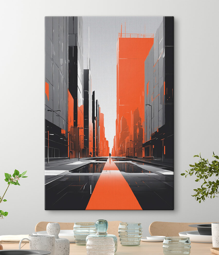 Calle naranja entre edificios — interior 2