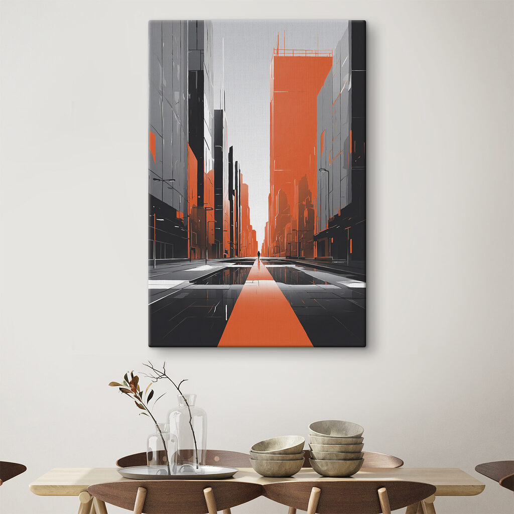 Calle naranja entre edificios — interior 3