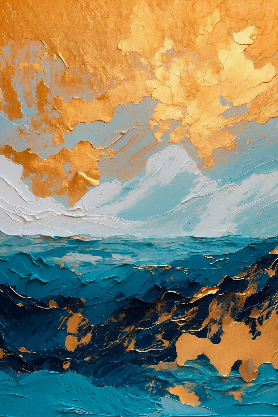 Cielo dorado sobre azul — diseño completo