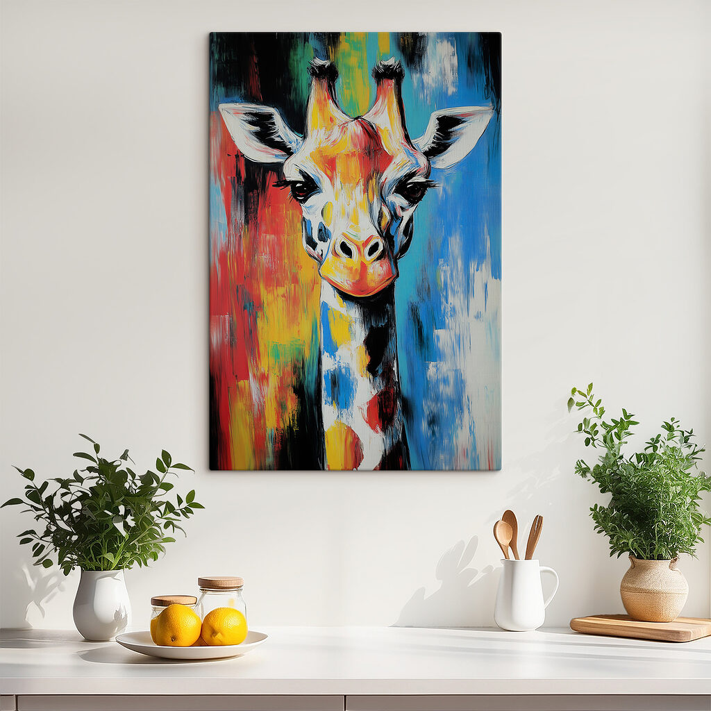Jirafa entre colores vivos — interior 4