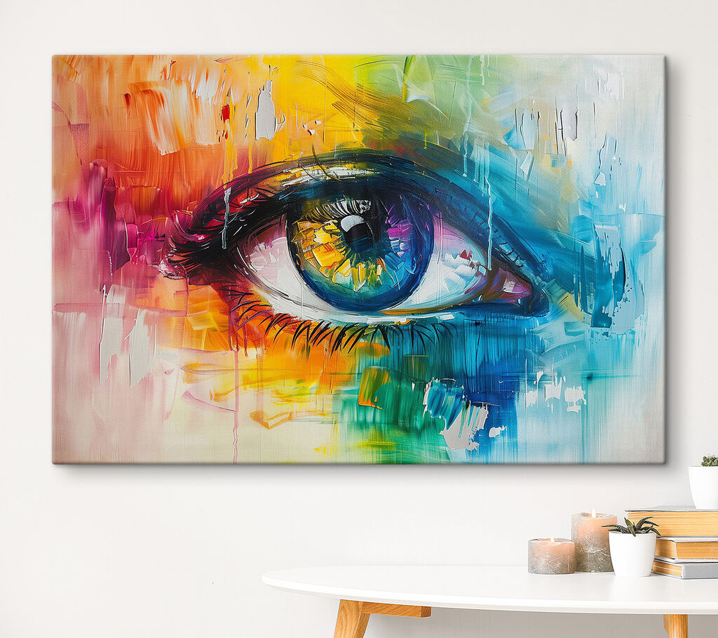 Arcoíris en la mirada en un interior