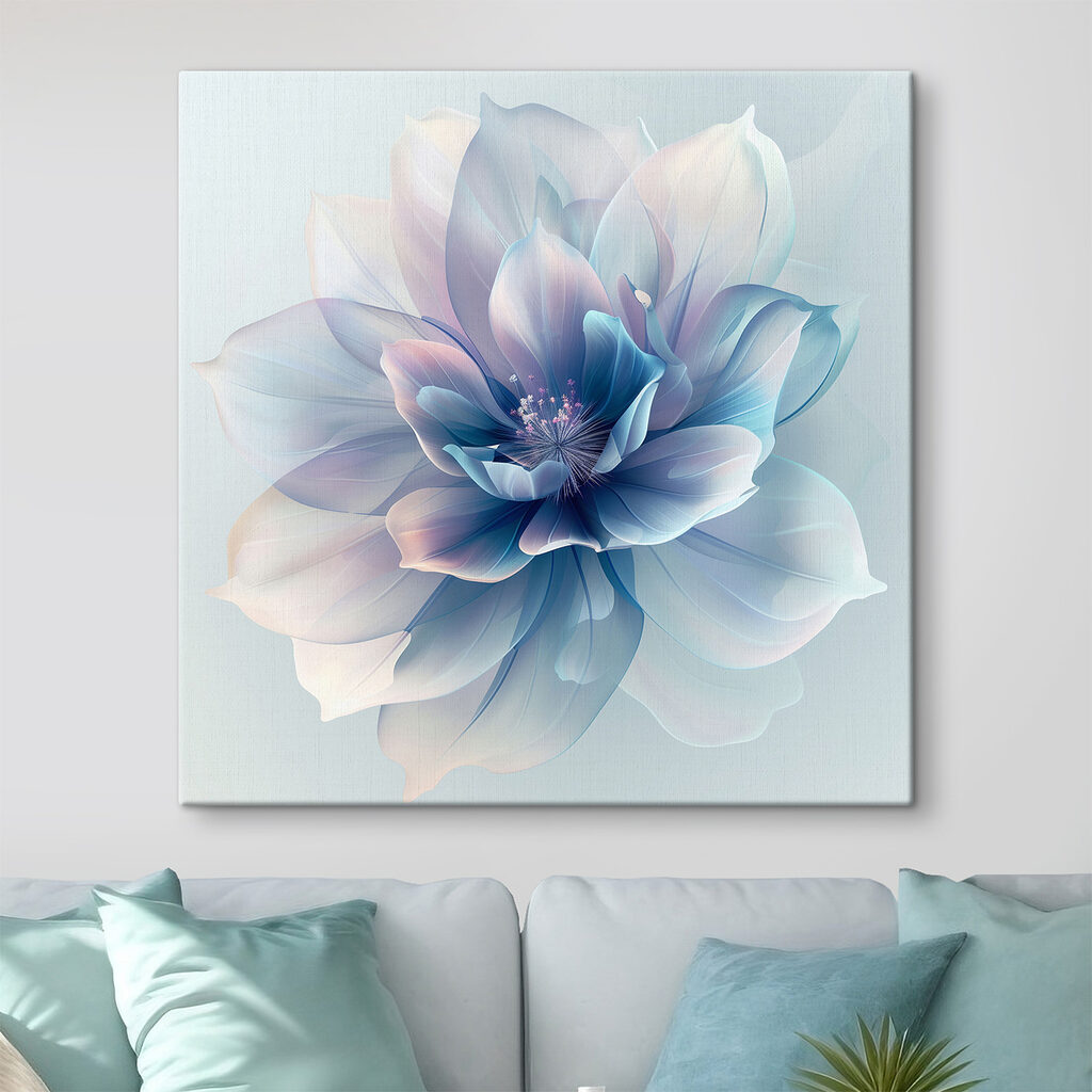 Flor azul en pastel — interior 1