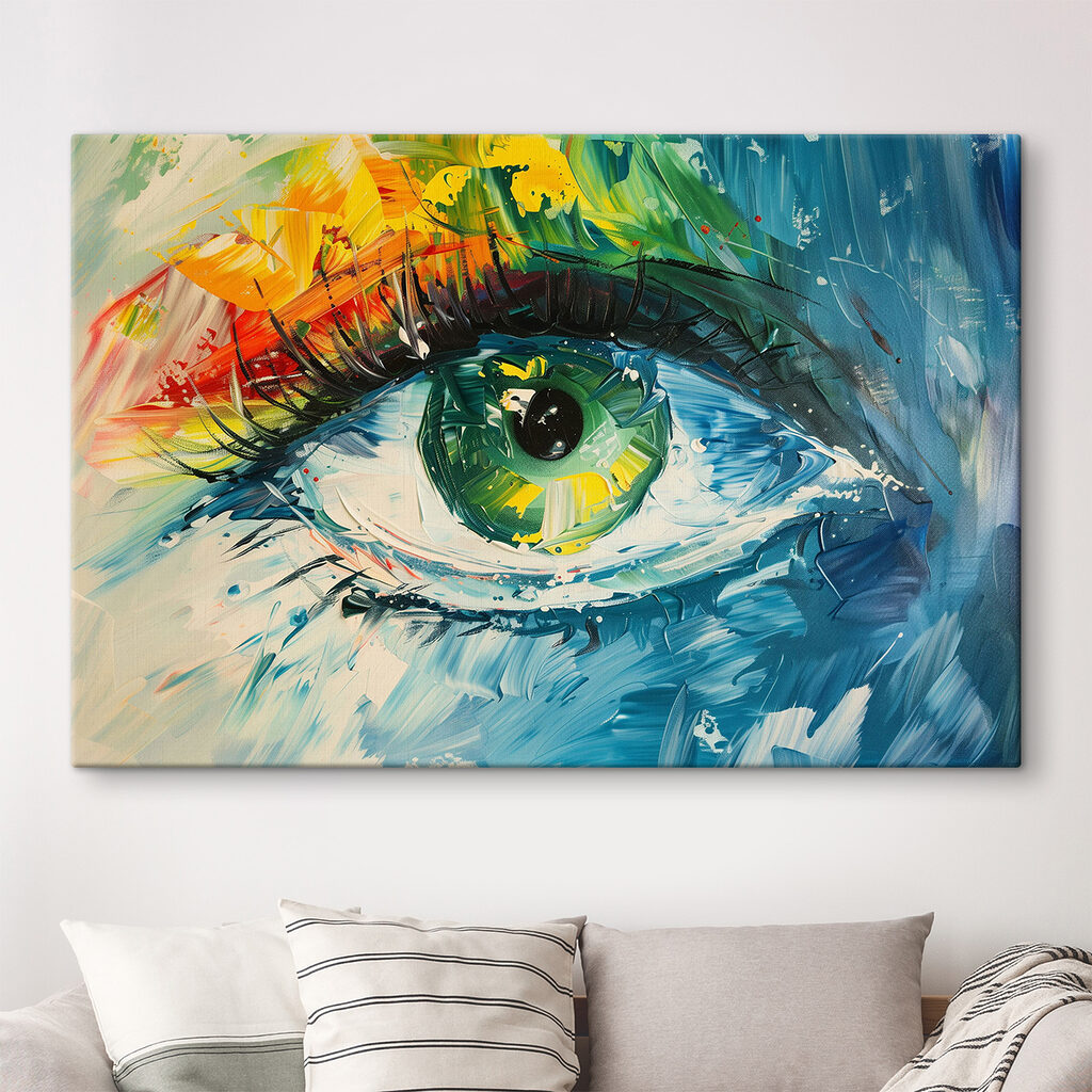 Mirada verde entre pinceladas — interior 1