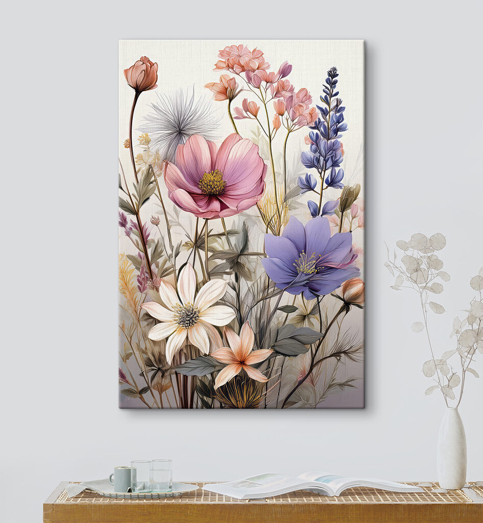 Flores silvestres pastel en un interior
