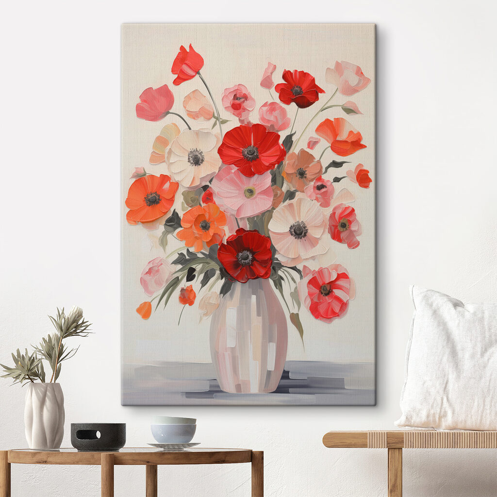 Amapolas en jarrón rayado — interior 1
