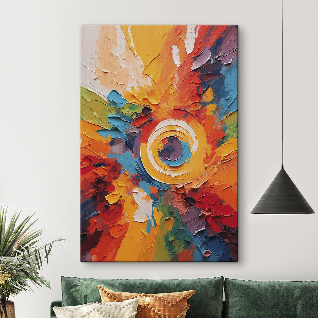 Círculos entre trazos vivos — interior 1