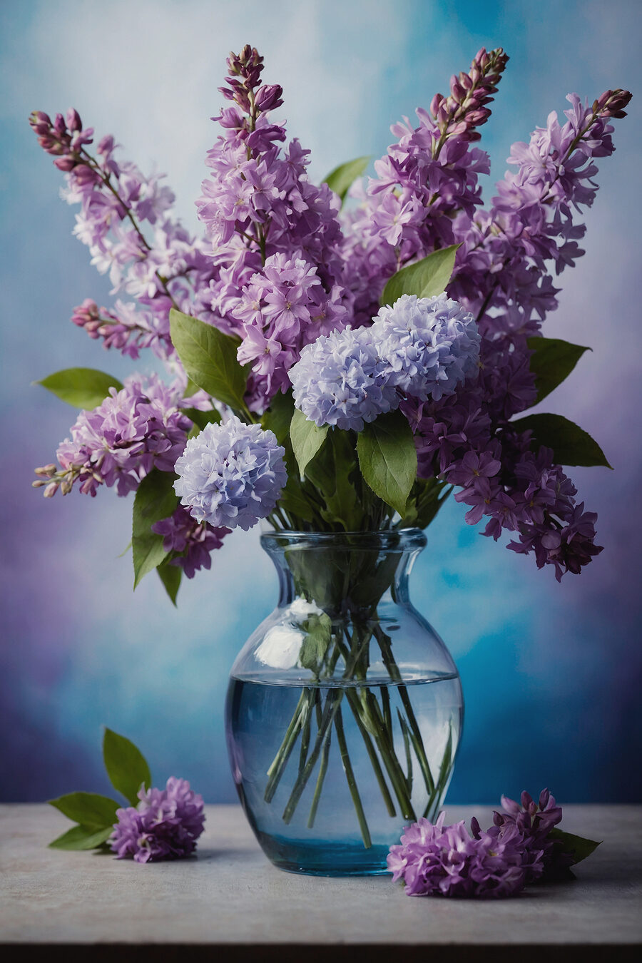 Lilas en jarrón — diseño completo