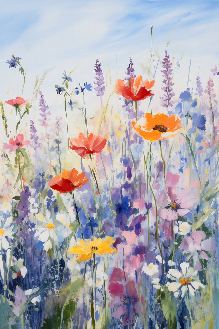 Amapolas en prado lila — diseño completo