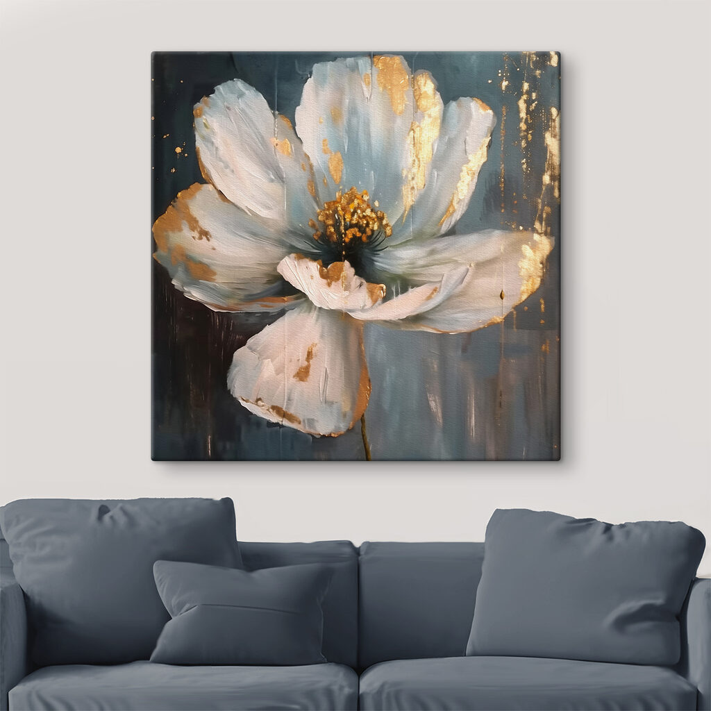 Flor blanca con dorado — interior 1
