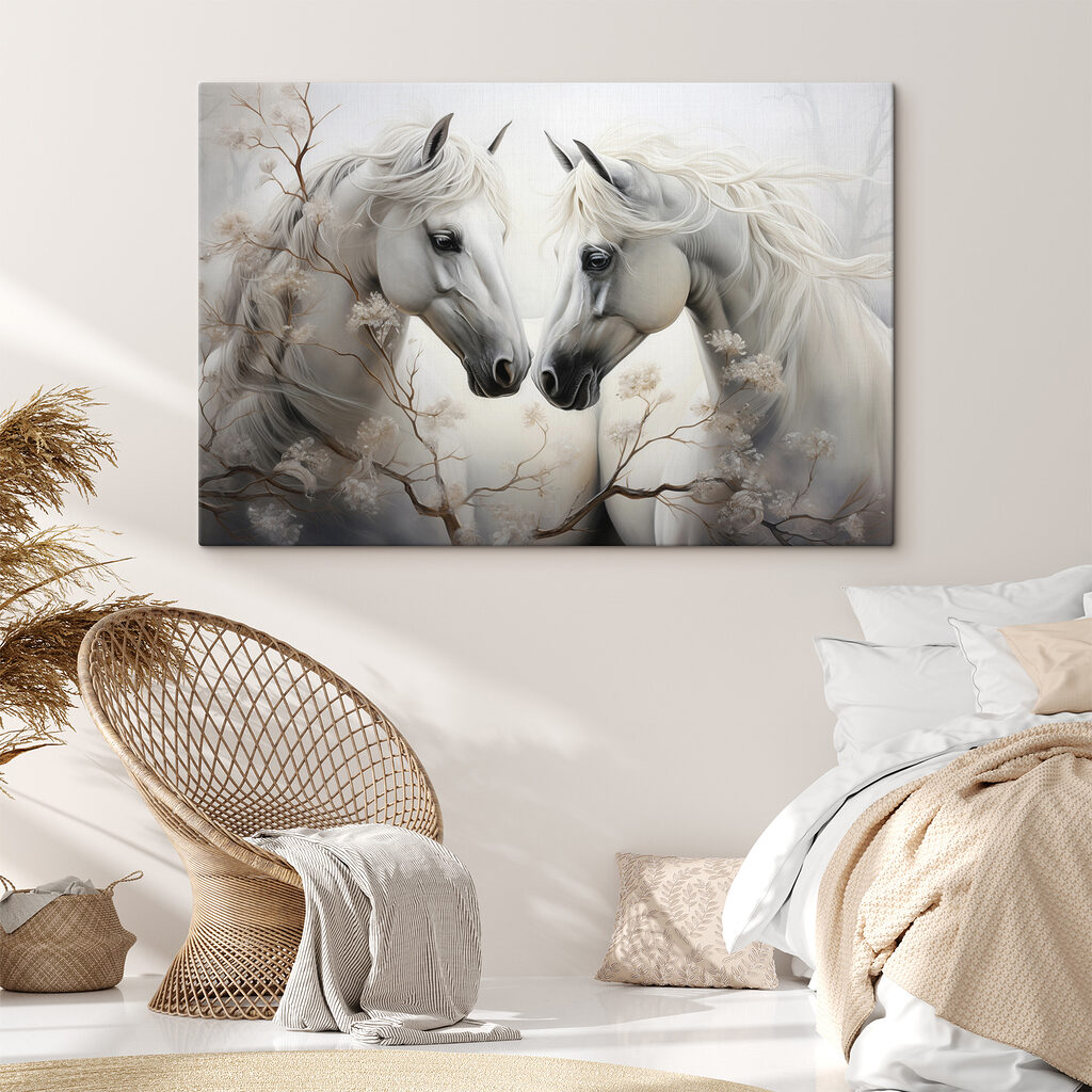 Caballos blancos entre ramas — interior 2