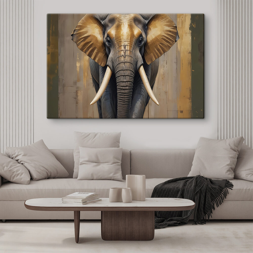 Elefante entre luces doradas — interior 1