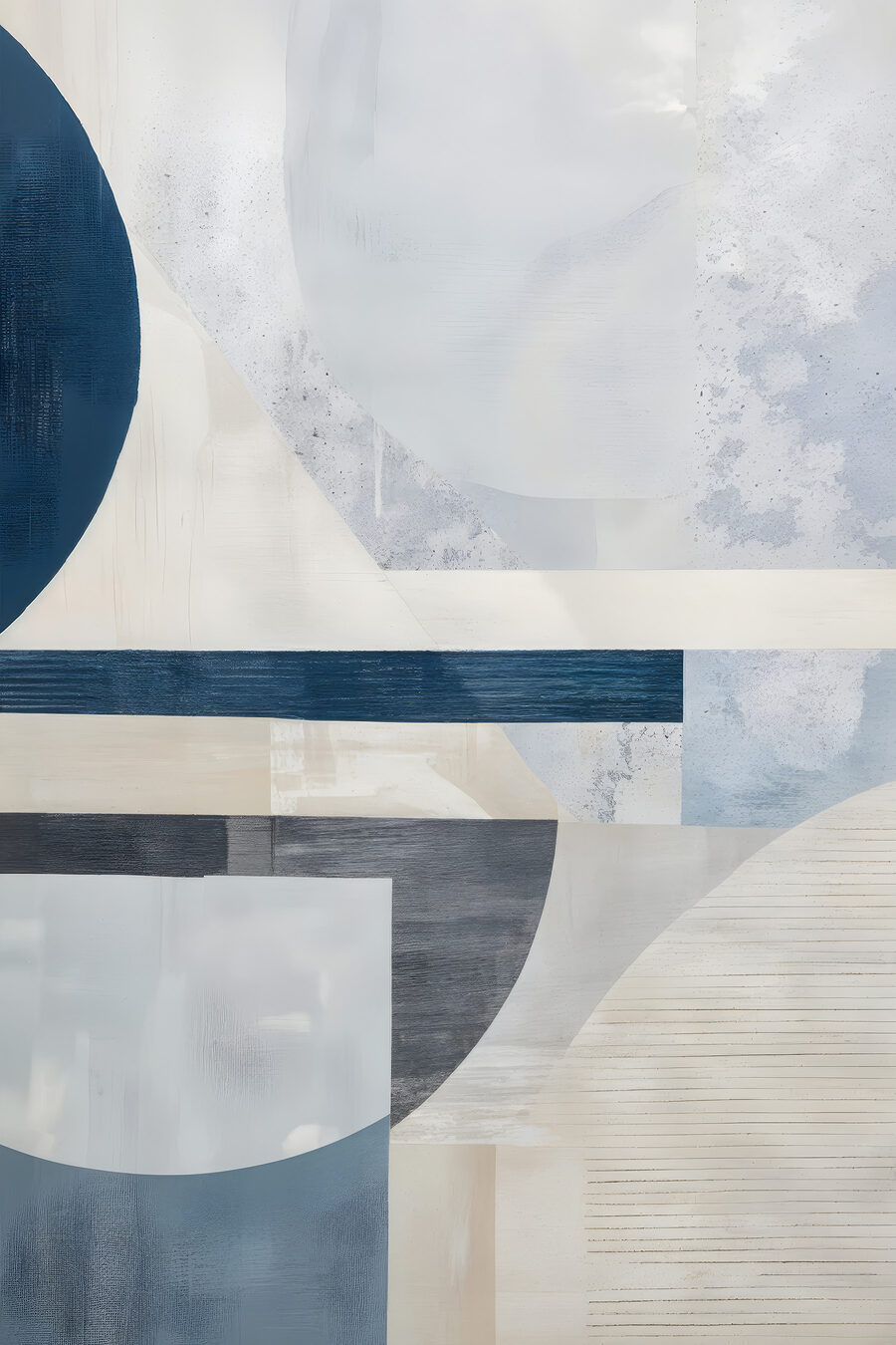 Arcos azules sobre blanco — diseño completo