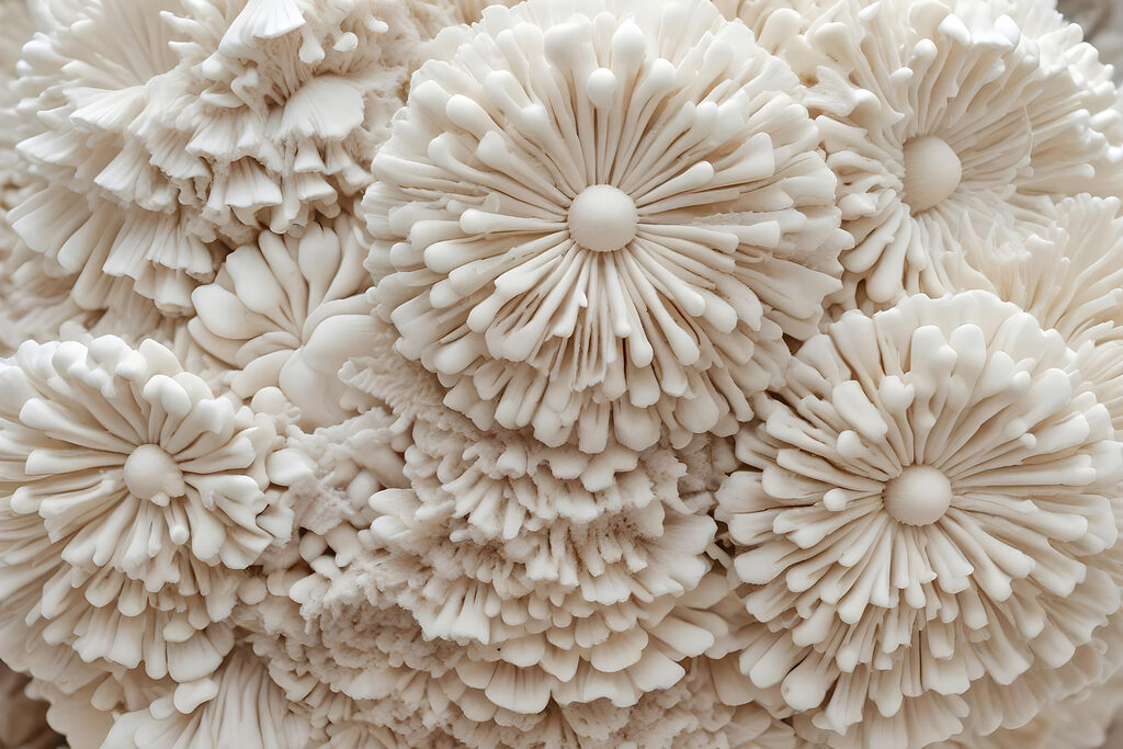 Flores blancas como rosetas — diseño completo