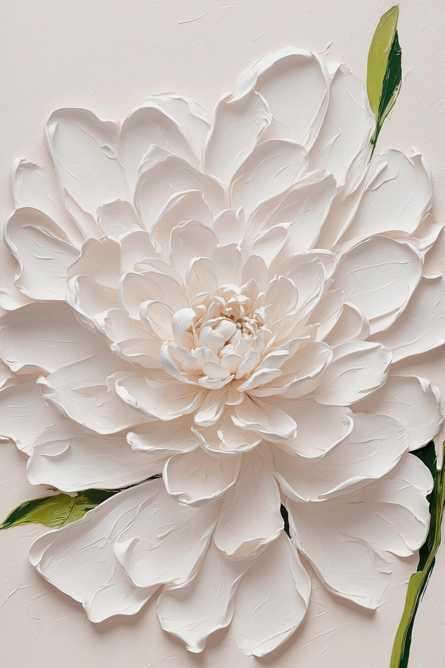 Flor blanca, tallo verde — diseño completo