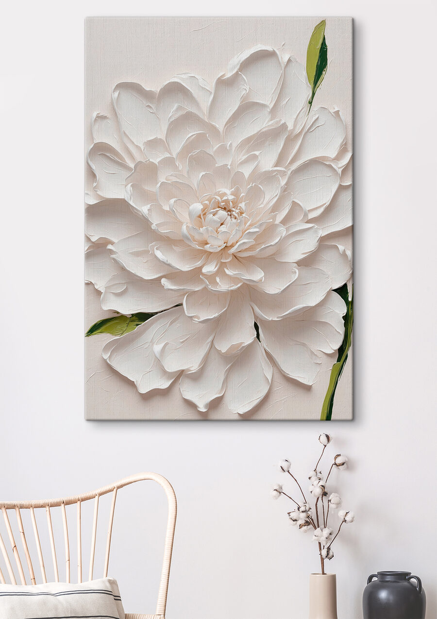 Flor blanca, tallo verde — interior 1