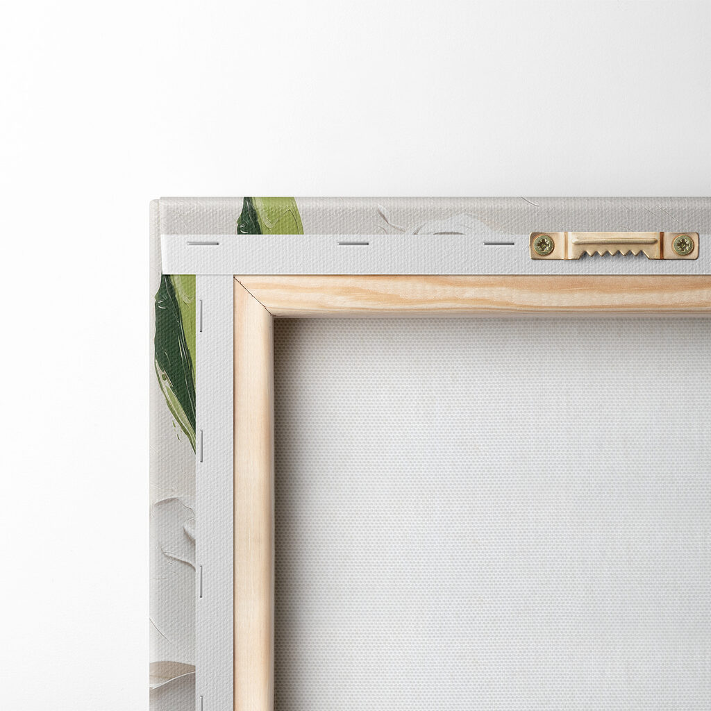 Flor blanca, tallo verde — parte trasera