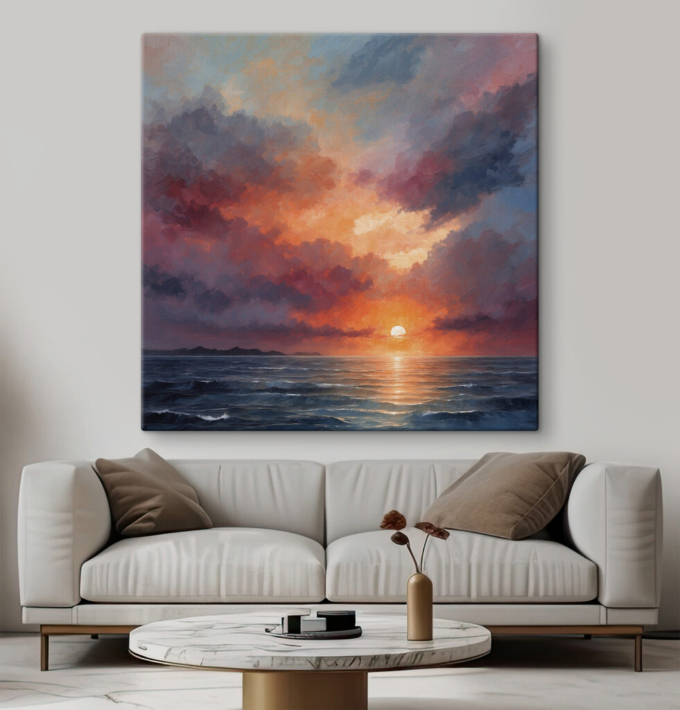 Atardecer entre nubes violetas — interior 1