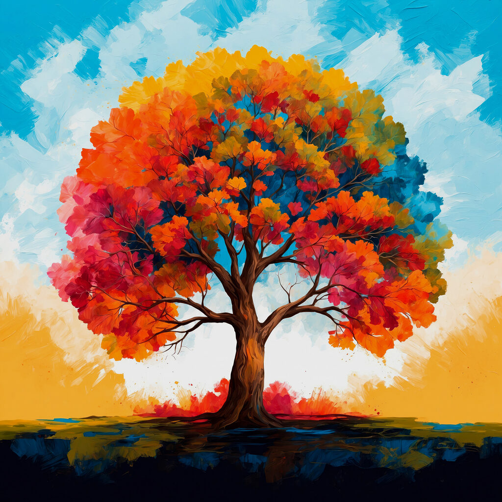 Árbol de colores otoñales — diseño completo