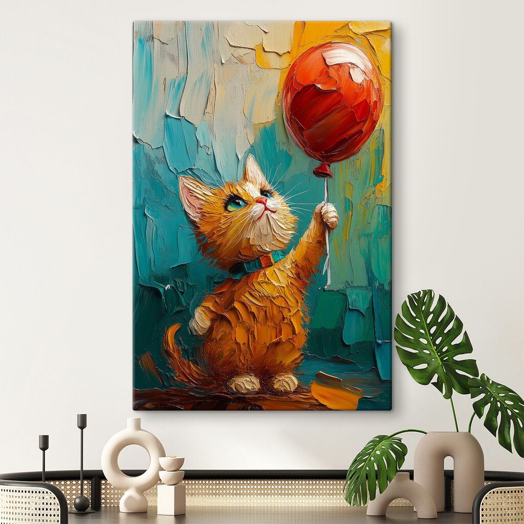 Gatito con globo rojo — interior 1