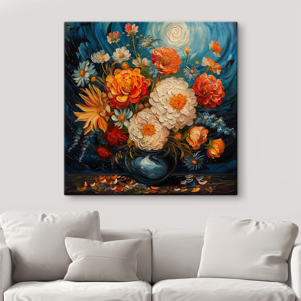Flores bajo remolinos azules — interior 3