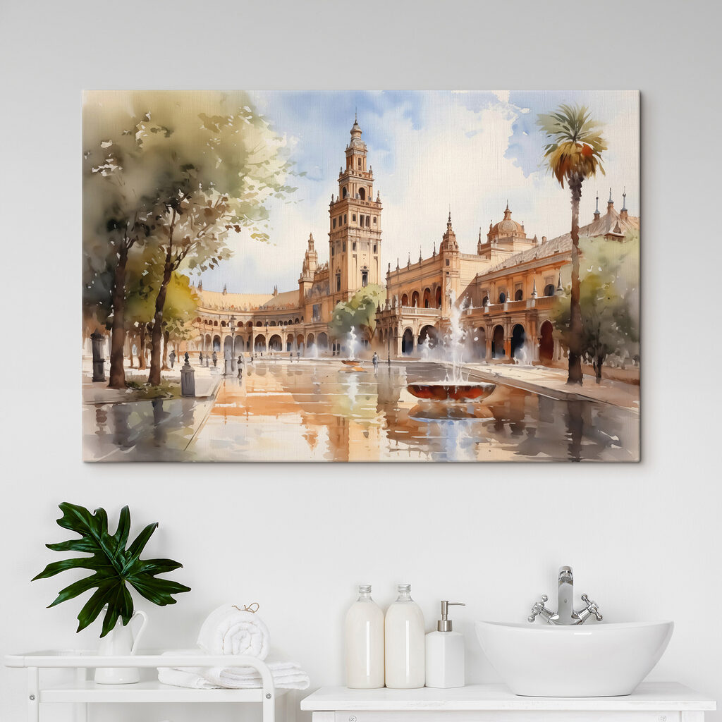 Sevilla en acuarela en un interior