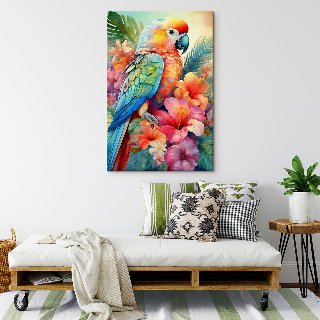 Loro entre flores tropicales — interior 2