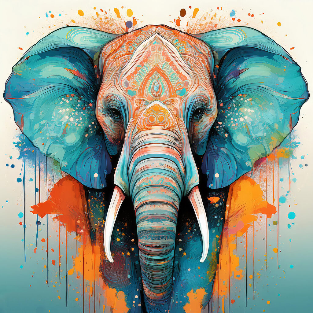 Elefante de líneas claras — diseño completo