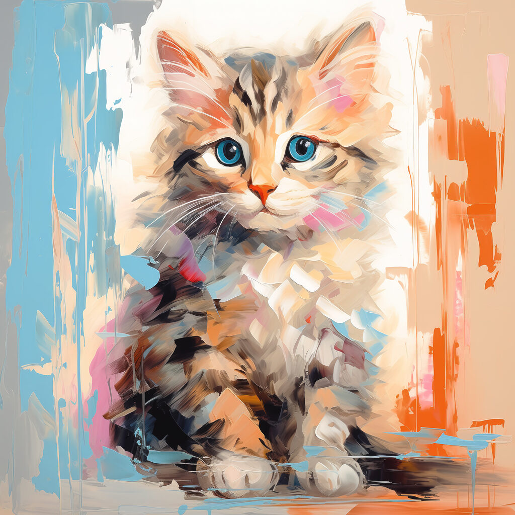 Gatito entre pinceladas — diseño completo