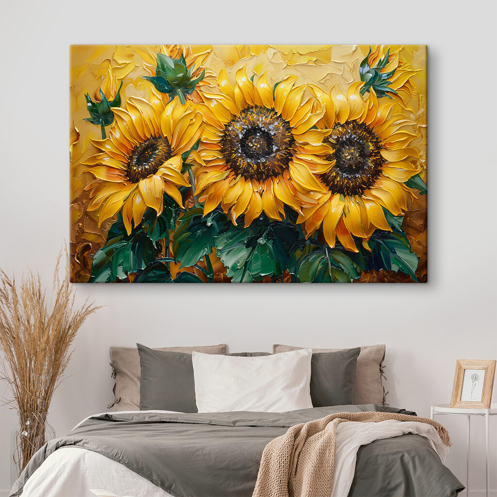 Girasoles sobre amarillo dorado — interior 1