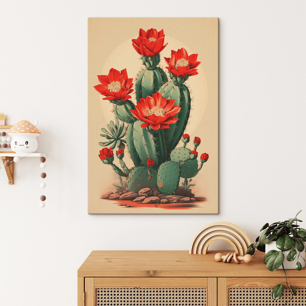 Cactus con flor roja — interior 1