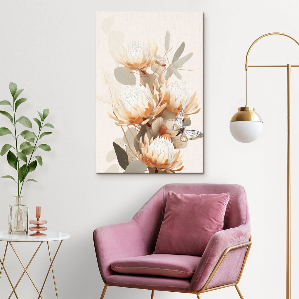 Proteas pálidas entre hojas — interior 3