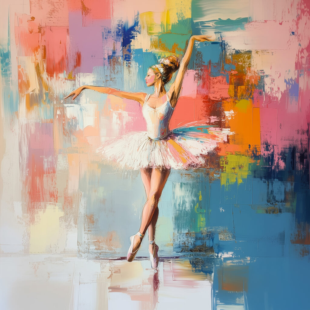 Bailarina entre colores — diseño completo