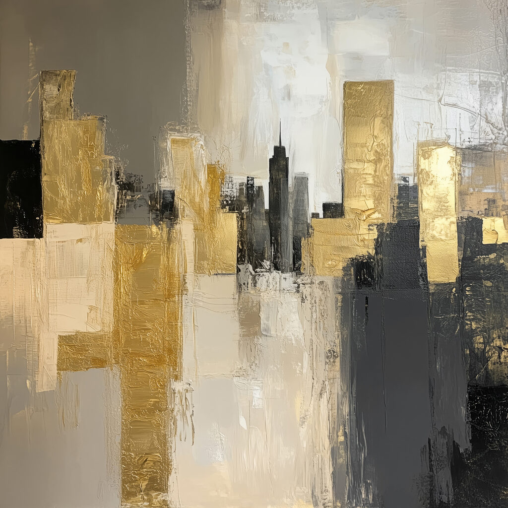 Horizonte urbano dorado — diseño completo