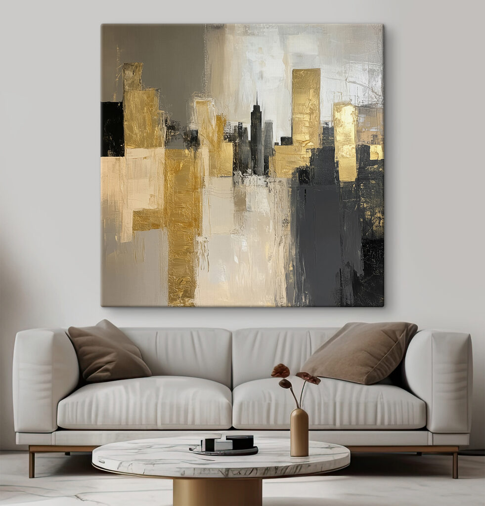 Horizonte urbano dorado — interior 1