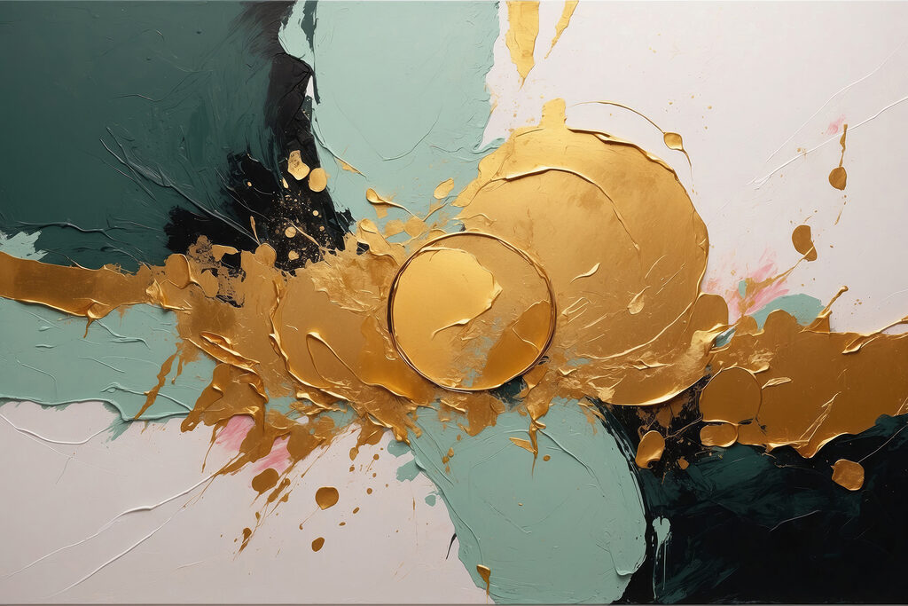 Círculos dorados sobre menta — diseño completo