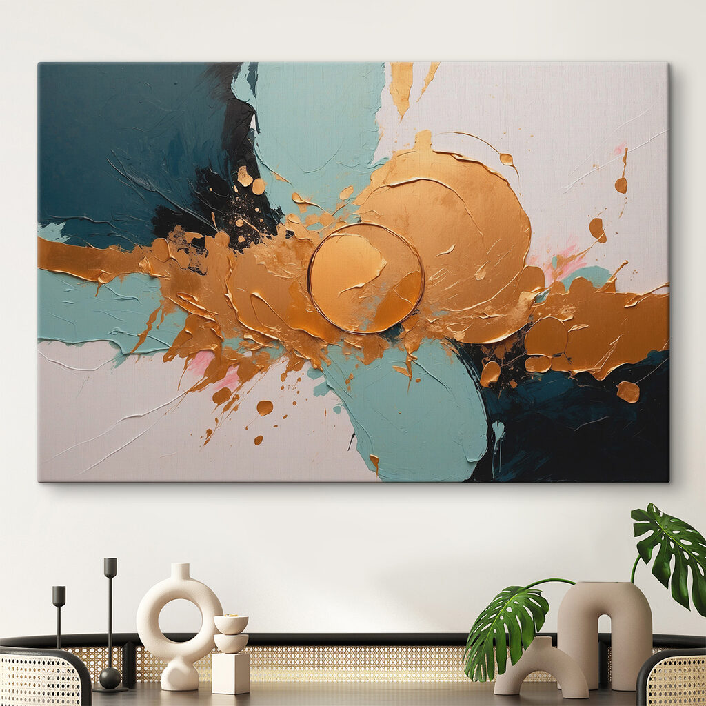 Círculos dorados sobre menta — interior 2