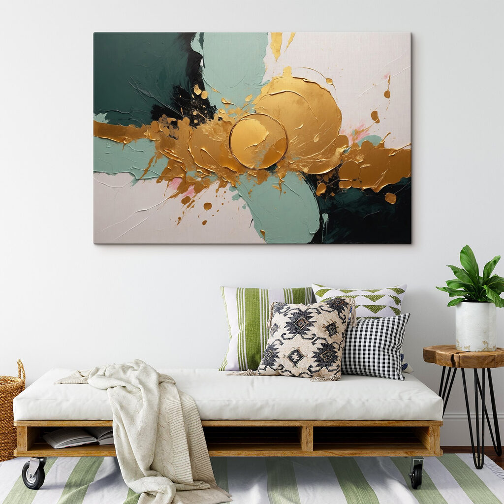 Círculos dorados sobre menta — interior 4