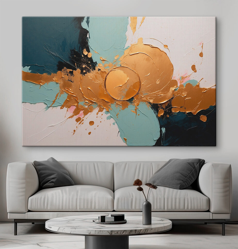 Círculos dorados sobre menta — interior 1