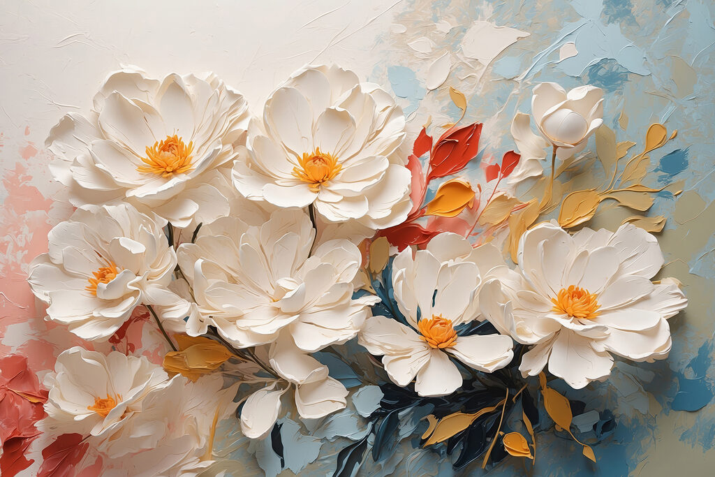 Flores blancas y colores — diseño completo