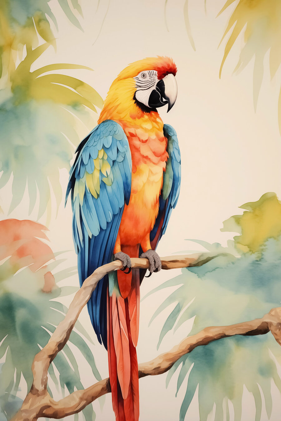 Guacamayo en rama — diseño completo