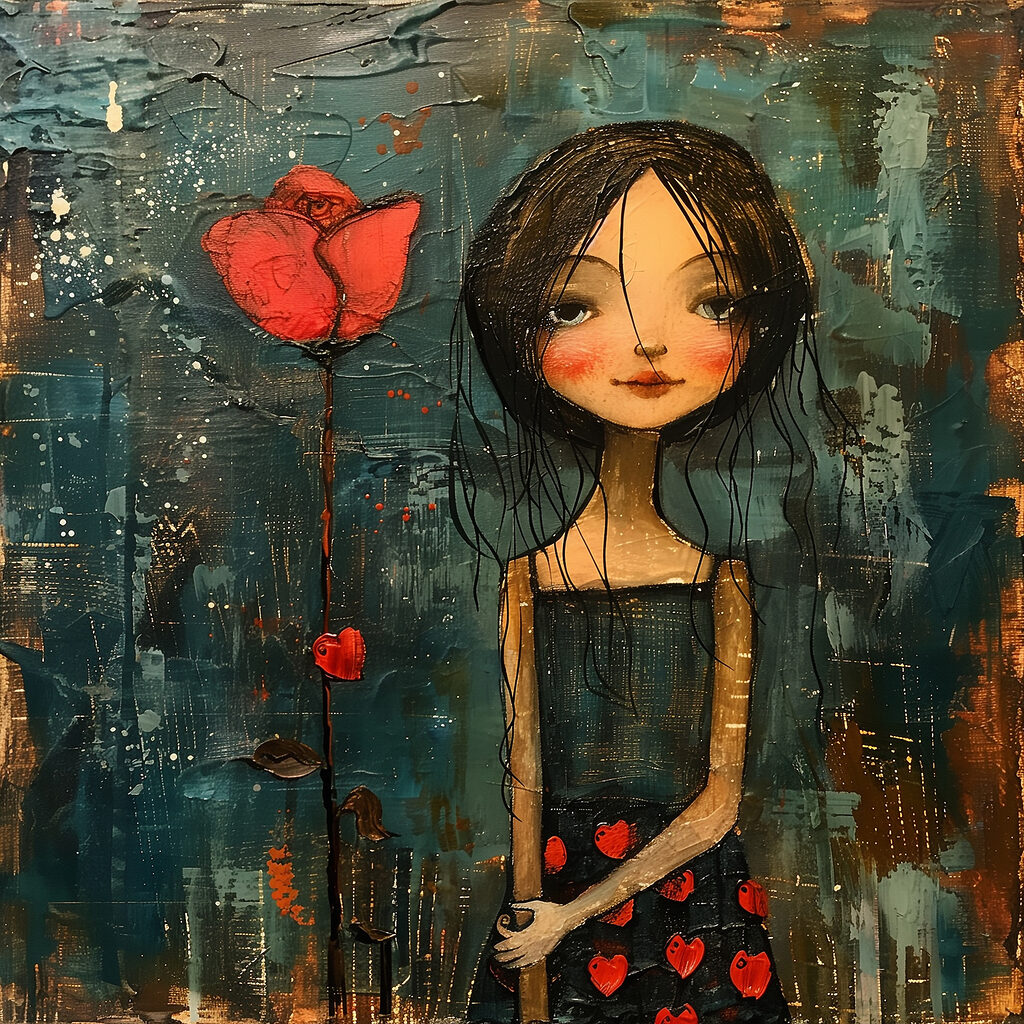 Niña con amapola — diseño completo