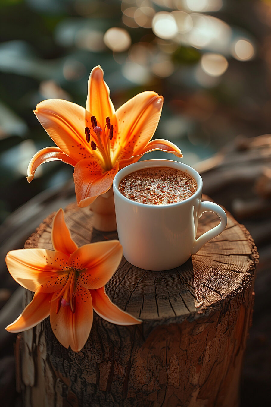 Lirios con café — diseño completo