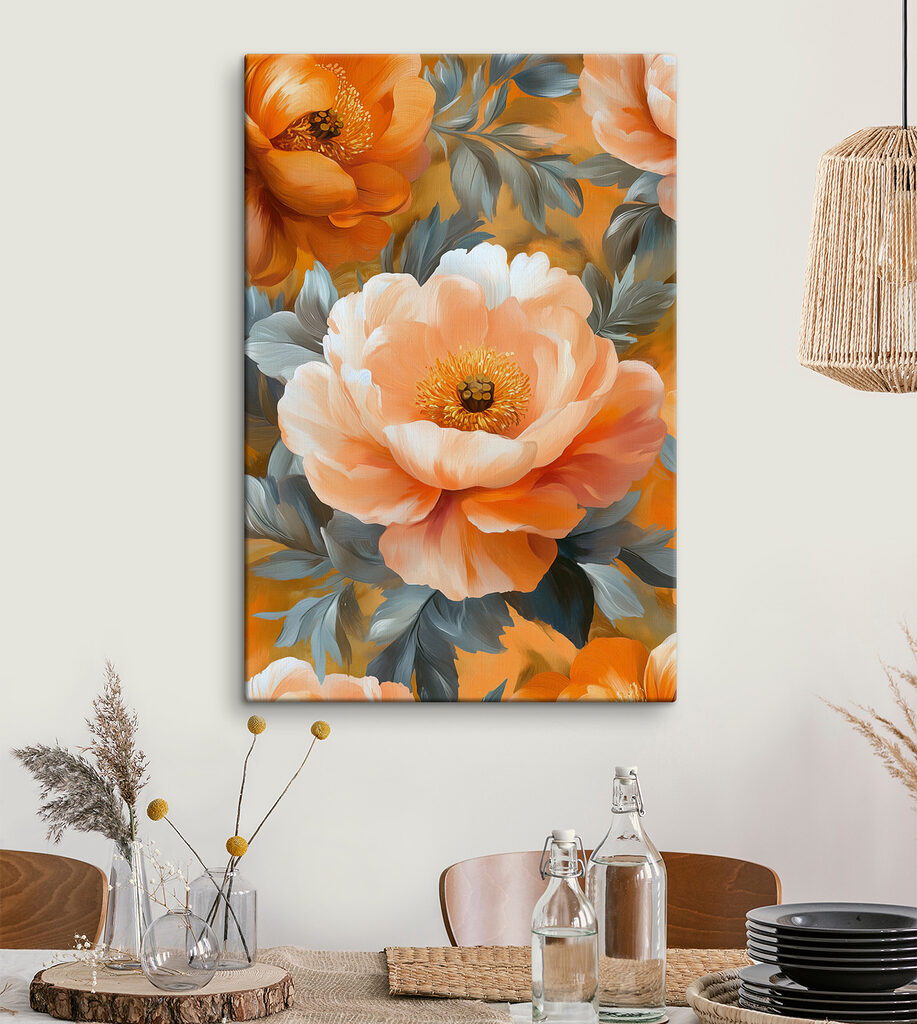 Flor melocotón entre hojas — interior 1