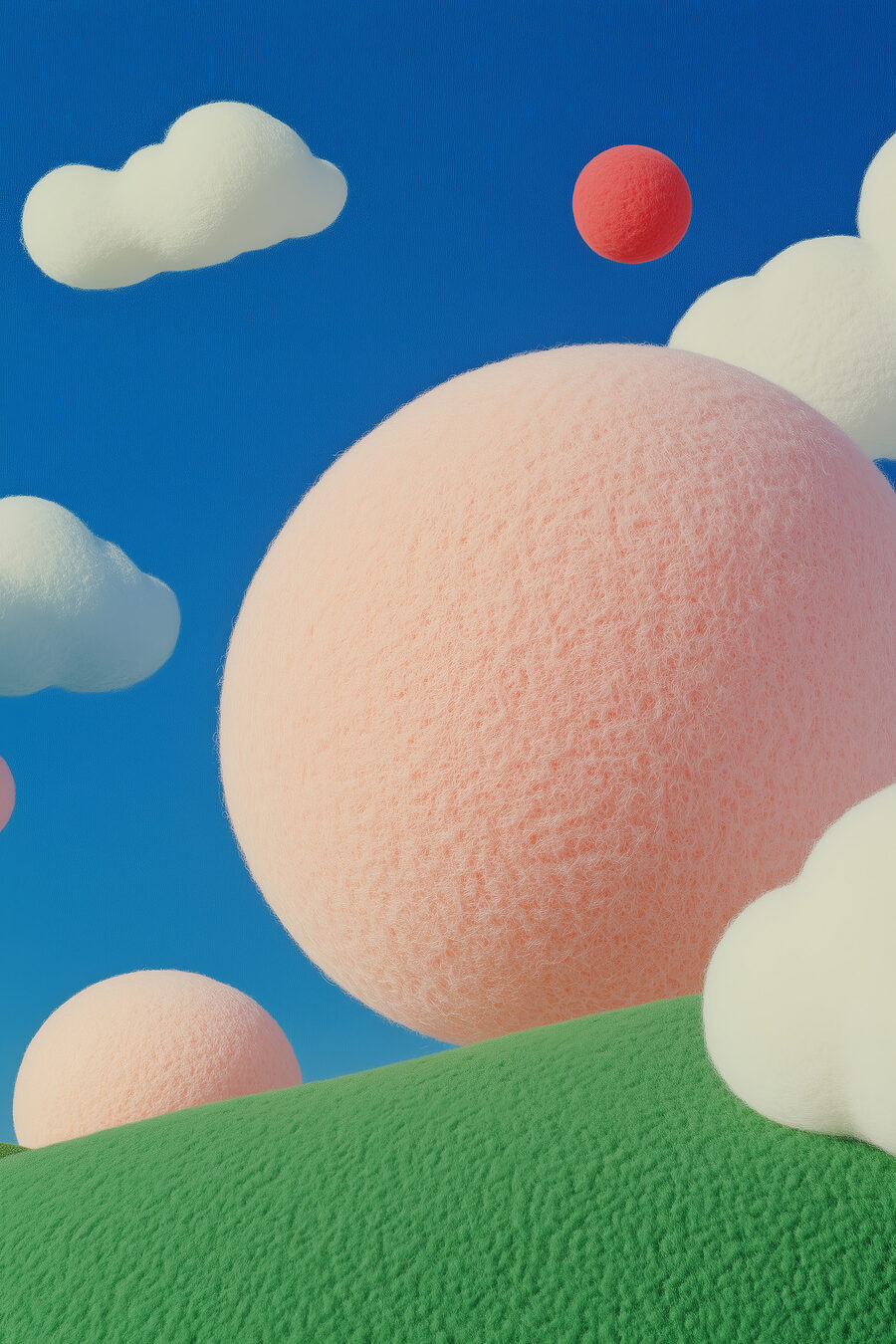 Esfera rosa sobre verde — diseño completo