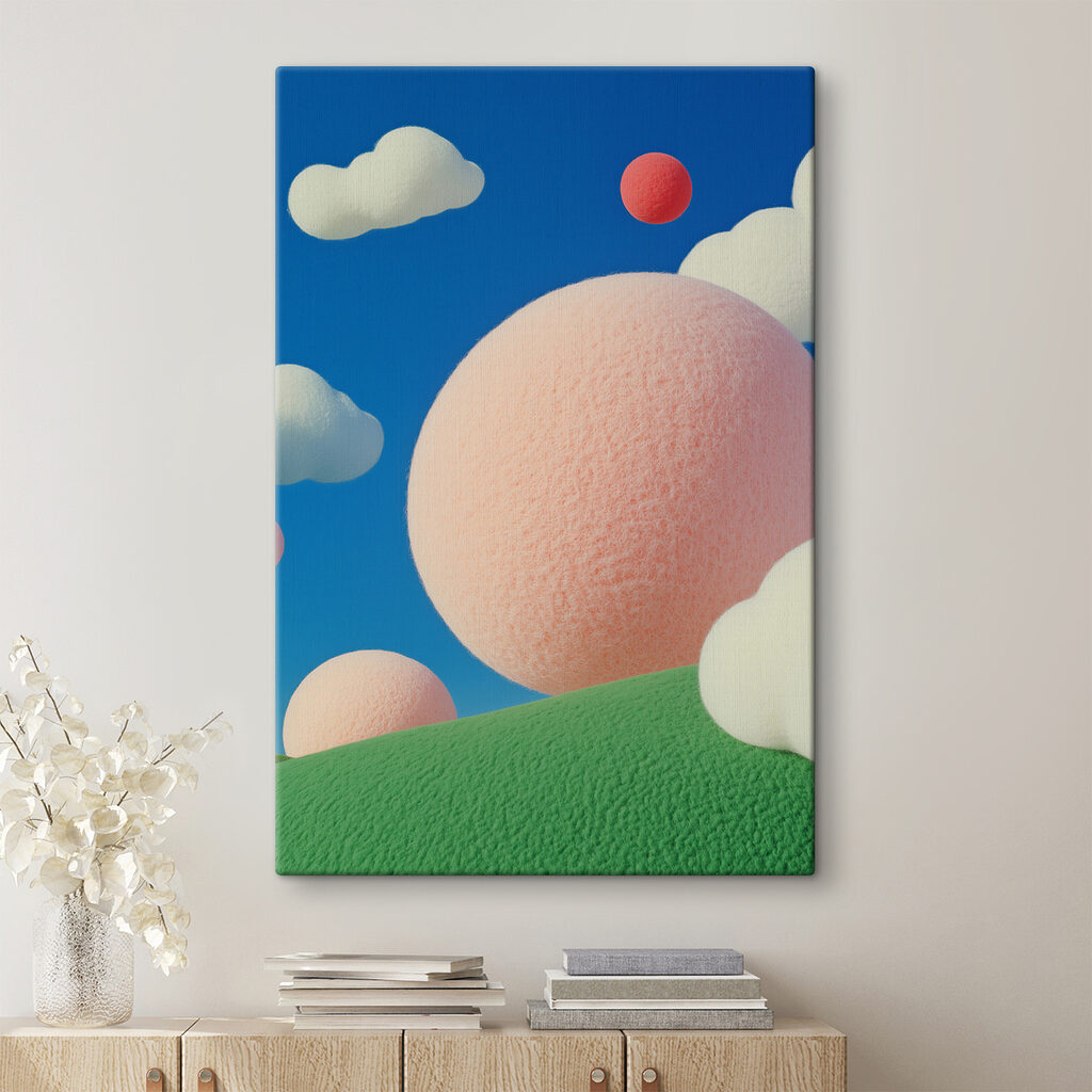 Esfera rosa sobre verde — interior 2